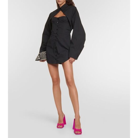 The Attico Bustier Shirt Mini Dress in Stretch Cotton-poplin Black US 2 $1350 - Picture 1 of 13
